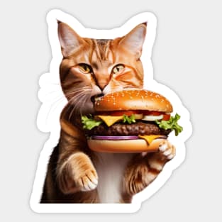 Fast Food lover Foodie Hamburger Hungry Funny Cat Sticker